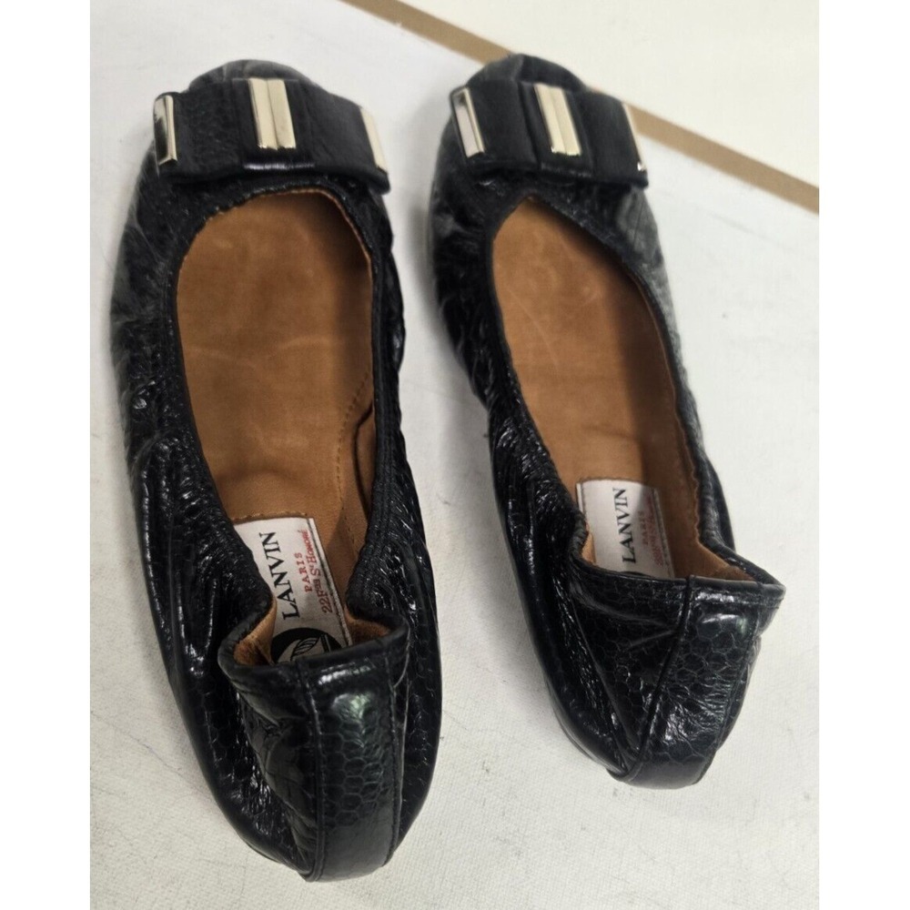 Lanvin Womens Patent Leather Slide On Ballet Flats Black Size 5
